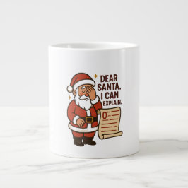 Caneca De Café Grande Dear Santa, I Can Explain Funny Mug