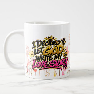 Caneca De Café Grande Decidi deixar Deus escrever minha história de amor
