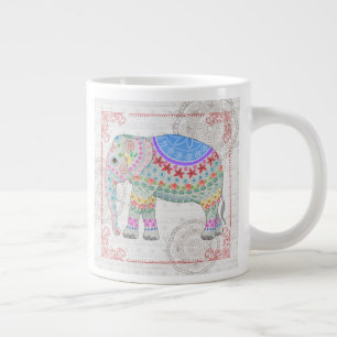 Caneca De Café Grande Deco Elephant Boho Style Mug