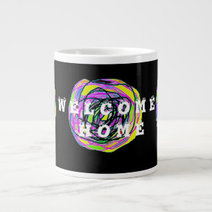 CANECA DE CAFÉ GRANDE DECOR DE ARTE BEM-VINDO EM CASA