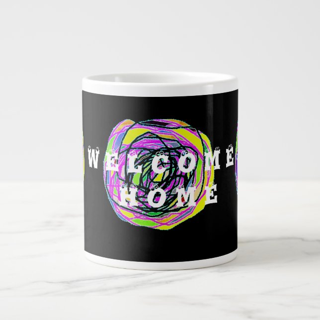 CANECA DE CAFÉ GRANDE DECOR DE ARTE BEM-VINDO EM CASA (Frente)