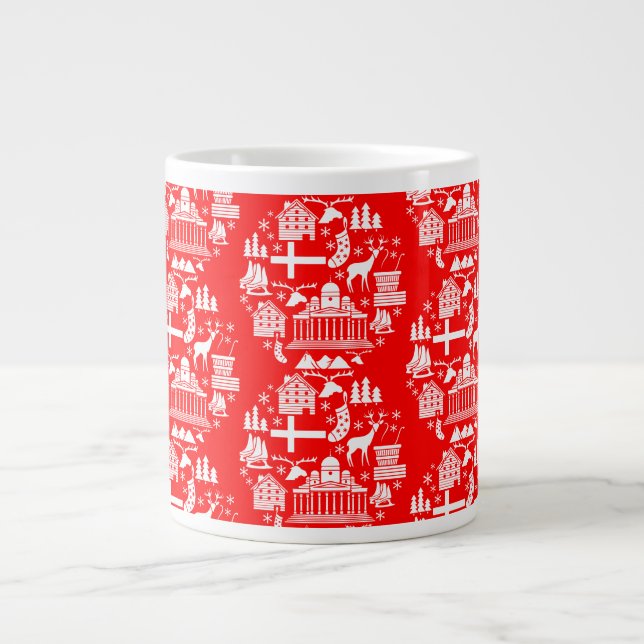 Caneca De Café Grande Decoração de Natal tradicional finlandesa (Frente)