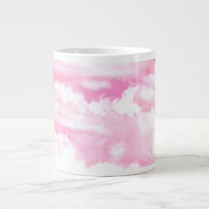 Caneca De Café Grande Decoração de Nuvens Elegantes de rosas claro