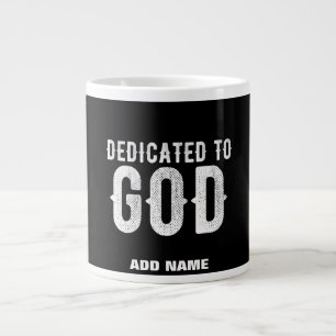 CANECA DE CAFÉ GRANDE DEDICADO A DEUS TEXTO BRANCO PERSONALIZÁVEL LEGAL