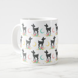 Caneca De Café Grande Deer Pattern, Baby Deer, Boho, Flores, Lua