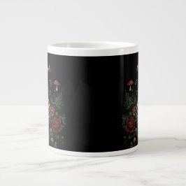 Caneca De Café Grande Deer Skeleton Mystical Gothic Floral