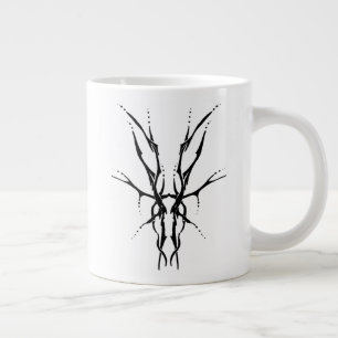 Caneca De Café Grande Deer Skull Tribal Tattoo Design - preto e branco