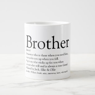 Caneca De Café Grande Definição de Irmão Divertido Citação Preto e Branc