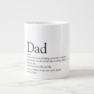 Caneca De Café Grande Definição de Pai Citação Divertida Preta e Branca 