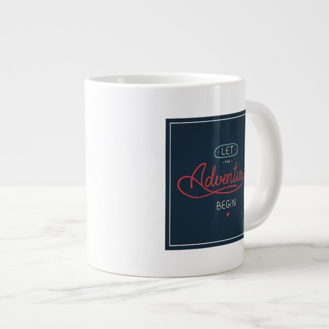 Caneca De Café Grande Deixe A Aventura Começar (Frente Esquerda)