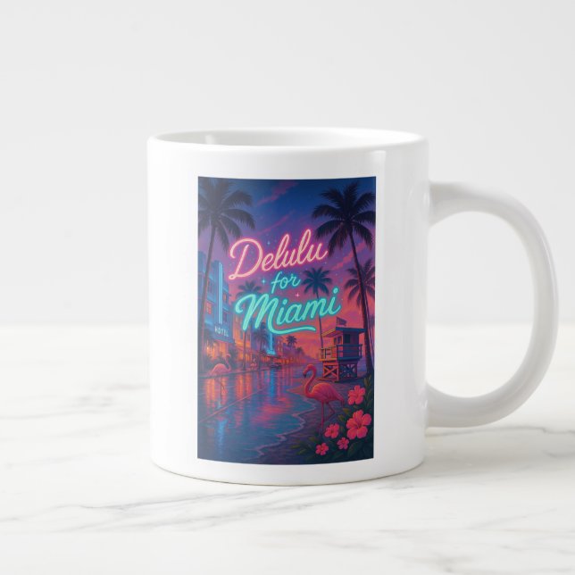 Caneca De Café Grande Delulu para Miami (Direita)