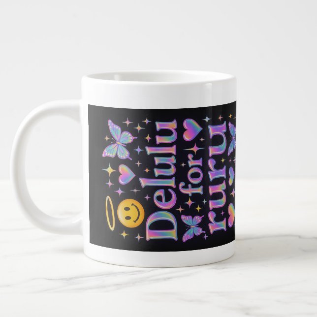 Caneca De Café Grande Delulu para ruru (real) - Sideways (Esquerda)