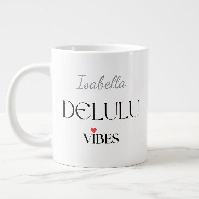 Caneca De Café Grande Delulu Vibes, Funny Aesthetic Quote Gift (Esquerda)