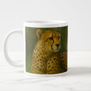 Caneca De Café Grande Descanso de Cheetah Duo em Floresta