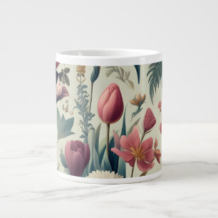 Caneca De Café Grande Descubra o Deslumbrante Padrão Botânico Floral de 