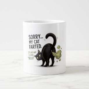 Caneca De Café Grande Desculpe Meu Gato Soltou Pum Humor de Gato Preto E