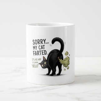 Caneca De Café Grande Desculpe Meu Gato Soltou Pum Humor de Gato Preto E