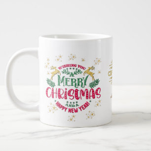 Caneca De Café Grande Desejo-lhe um Feliz Natal e um Feliz ano novo