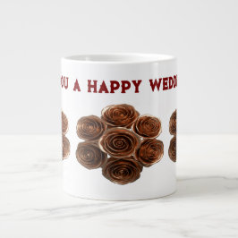CANECA DE CAFÉ GRANDE DESEJO UM FELIZ DIA DE CASAMENTO.