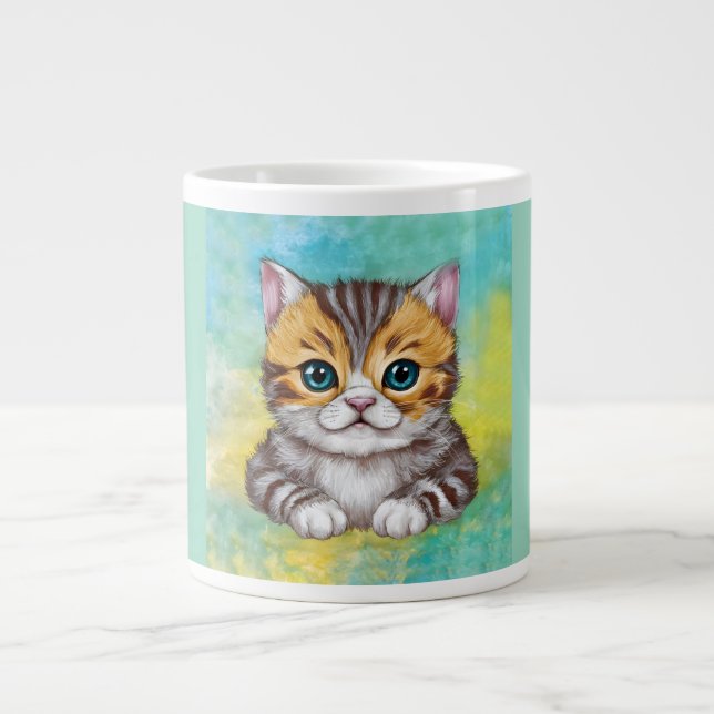 Caneca De Café Grande Desenhando Gato (Frente)