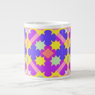 Caneca De Café Grande Desenho Abstrato Geométrico Colorido
