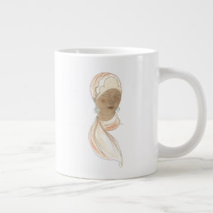 Caneca De Café Grande Desenho da Moda da Flapper - Mulher com Scarf