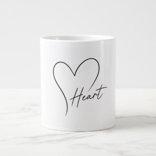 Caneca De Café Grande Desenho de coração elegante