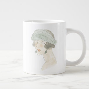Caneca De Café Grande Desenho de Moda Flapper - Retrato