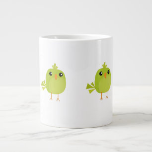 Caneca De Café Grande Desenho de Pássaro Verde