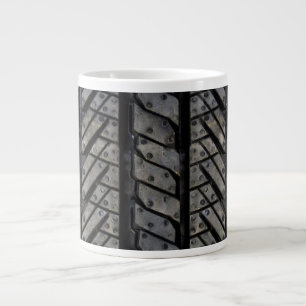 Caneca De Café Grande Desenho de Textura de Pneu de Borracha Preta