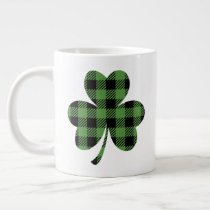 Caneca De Café Grande Desenho de Trevo de Xadrez Búfalo Verde-61104