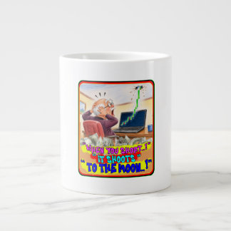 Caneca De Café Grande Desenho engraçado de aperto de baixa do trader de 
