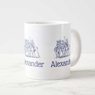 Caneca De Café Grande Desenho Estilizado Vintage de Partida de Polo #1 A