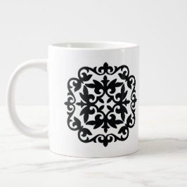 Caneca De Café Grande Desenho Floral Ornamental