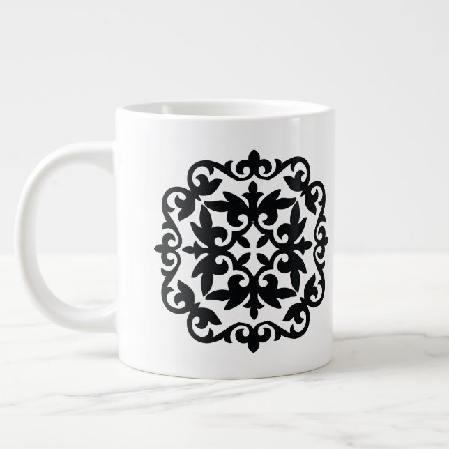 Caneca De Café Grande Desenho Floral Ornamental (Esquerda)