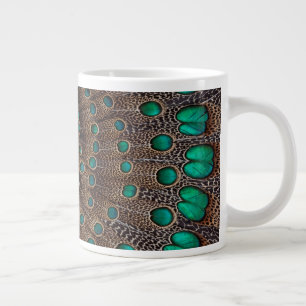 Caneca De Café Grande Desenho Fractal de Pena de Faisão