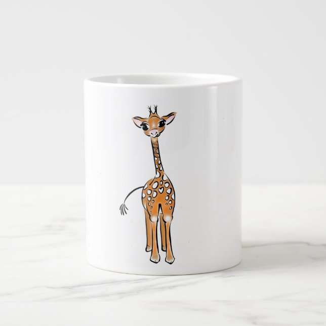 Caneca De Café Grande Desenho girafa bonito, animais safari (Frente)