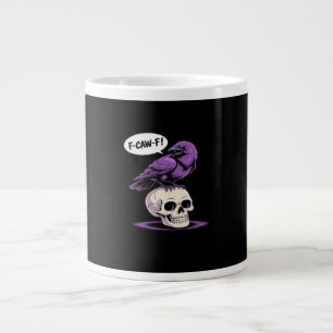 Caneca De Café Grande Desenho Gráfico de Crânio de Corvo F-Caw-F Humor d