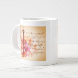 Caneca De Café Grande Desenho sobre o fundo aquoso do violino