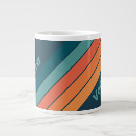 Caneca De Café Grande Desert Cactus Sunrise Stripes with Name