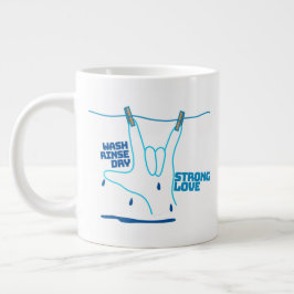 Caneca De Café Grande Design ASL - Lavar, Enxaguar e Secar Amor ILY
