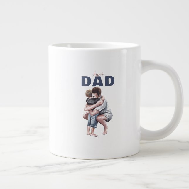 Caneca De Café Grande Design de Aquarela Super Pai (Direita)