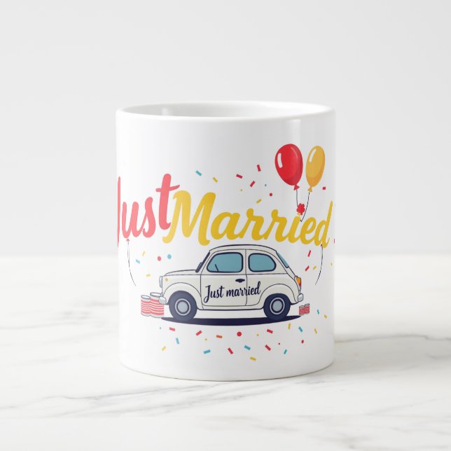 Caneca De Café Grande Design de Celebração de recem casados (Frente)