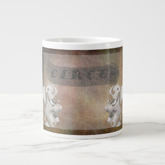 Caneca De Café Grande design de circo, texto e elefantes no canto