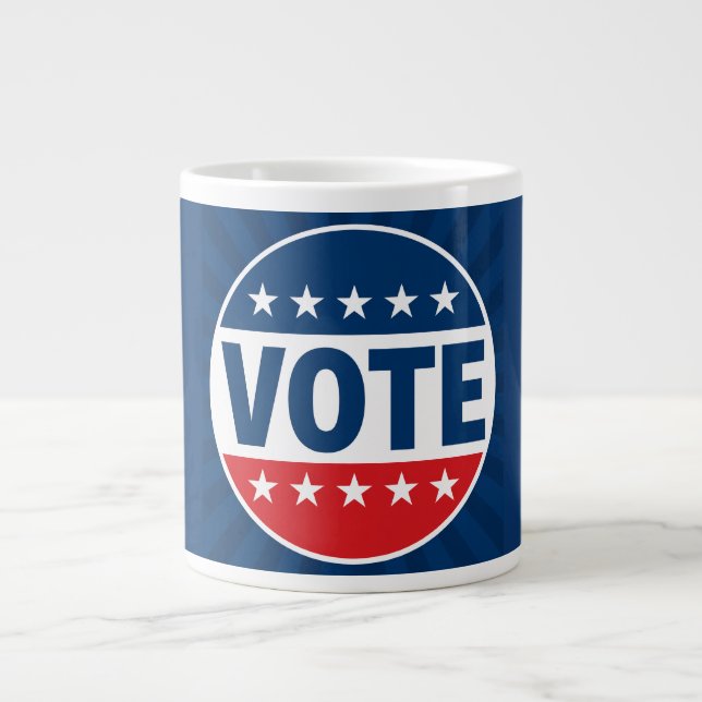 Caneca De Café Grande Design de Crachá de Campanha VOTE Bold (Frente)