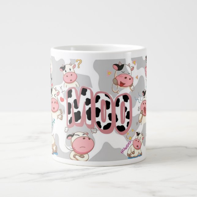 Caneca De Café Grande Design de desenho animado “Moo Cow” fofo (Frente)