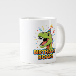 Caneca De Café Grande Design de festa de aniversário do dinossauro rugid