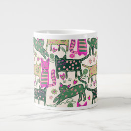 Caneca De Café Grande Design de Gato Divertido Retrô