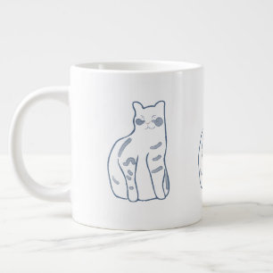 Caneca De Café Grande Design de Gato Elegante
