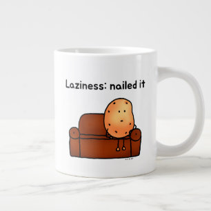 Caneca De Café Grande Design de Humor de Cartoon de Batata Preguiçosa
